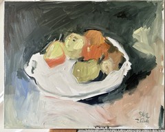 Still Life Fruit Cubist Impressionism Painting On Canvas 16”x20” Original Signed