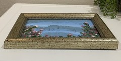 “Pink Calm” Floral Acrylic Painting Signed Holly Nellis Gold Framed Wall Art