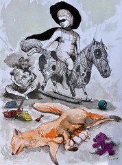 INK On CARDBOARD SKETCH ALAIN DONATE 19″x 27″cuban Artist ORIGINAL ART PAINTING