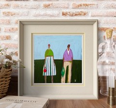 Folk Painting Original Abstract People Portrait Canvas Woman Whimsical 10×10 Art