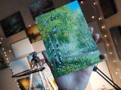 Birch Grove Original Oil Painting, Soft gold Light In summer Landscape Artwork