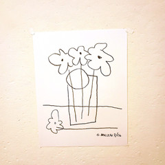 Original Spring Flowers Glass Vase 11×14 Pencil Paper Abstract Modern Cubism Art