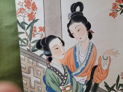Chinese Scroll Figural Asian Ladies Original Painting Home Decoration Signed Art
