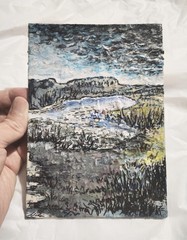 5 inch x 7 inch – Marshlands Scene – Mixed Media Mini Painting by A. Avila