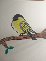 Bird IMPRESSIONISM Chickadee WHIMSICAL ANIMALS OOAK Original 8×8 Gat Painting