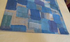 Original Large Blue Acrylic Geometric Abstract Painting/ Wall Hanging on Burlap