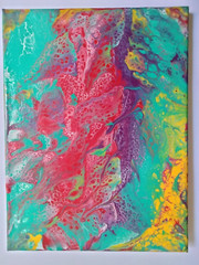 Original Abstract Acrylic Painting Stretched Canvas 9″x12″x0.6″ Wall Art Decor