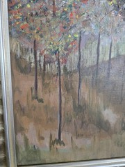 VINTAGE Oil Painting Autumn Trees Woods Framed Signed L.Thomson 74