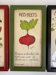 1968 Pati MCM Painting Strawberry Red Beet Eggplant Vintage