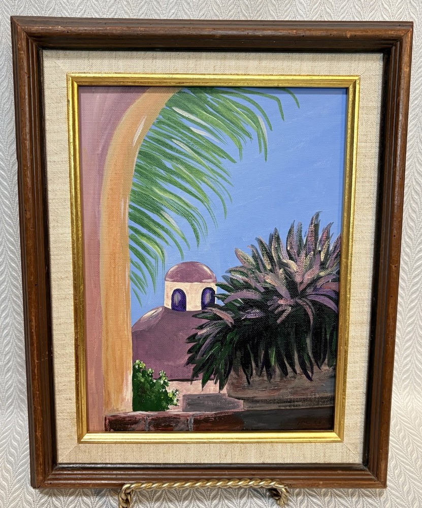 Original Acrylic Painting Cabo San Lucas Nancy Friedemann Sanchez 1991 Framed