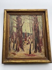 Antique Painting Impressionism EAST COAST AMERICAN REGIONALISM CHURCH WINTER OLD