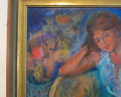 Original Vintage Oil Painting of Young Girl in Repose by AZ Artist Mary McArthur