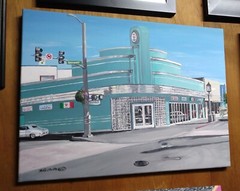 Old Americana, Art Deco Building, Seaside Oregon, Original Art, Acrylic Painting
