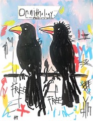 Original Neo Expressionist Acrylic 11×14 Canvas Crows Wall Art, Holly Hammond