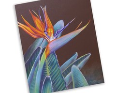 Bird of Paradise Flower, Original Oil Pastel Drawing, 8 x 10 Tropical Floral Art