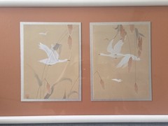 Painted diptych in the *shin-hanga* style, artist’s seal and signature /25″W
