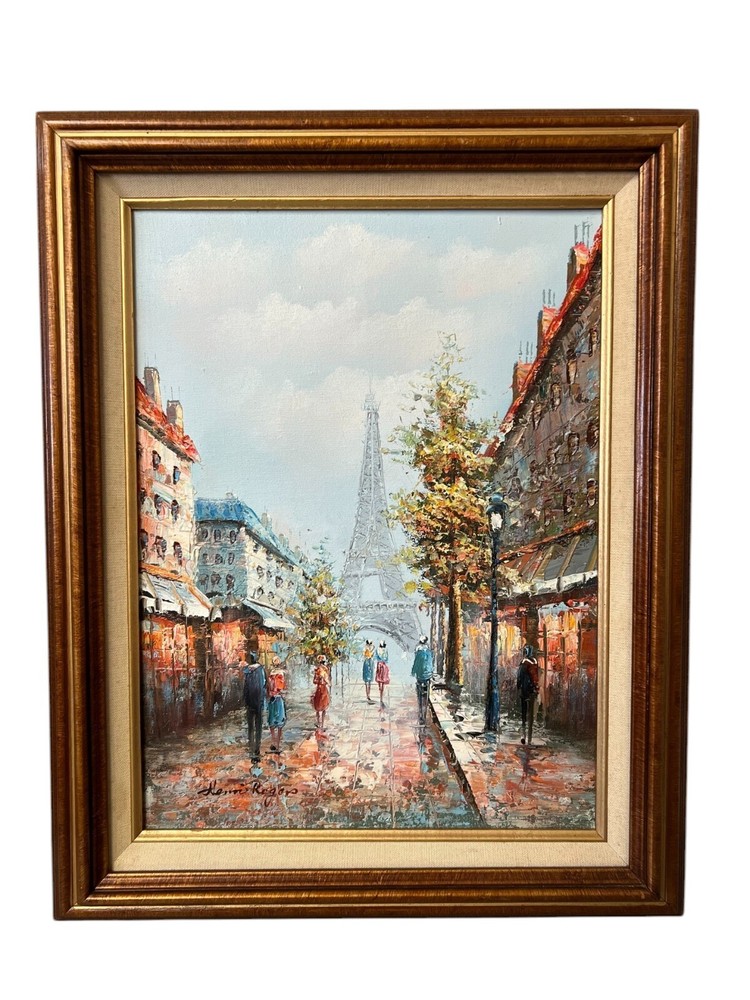 Vintage Impasto Paris Street Scene with Eiffel Tower by Henri Rogers