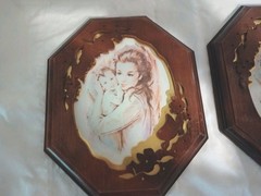 2 Vintage Framed Beautiful Mother and Child Framed Artwork Wall Art