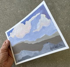 Original Acrylic Landscape Painting on Watercolor Paper Signed Contemporary Art