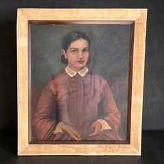 Vintage European Portrait Oil Painting Woman Victorian Style Framed Original