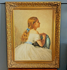 The New Dress Edwin Long 24×30 Carved Gold Frame Linen Canvas Glazed Portrait