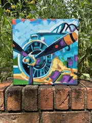 Airplane painting Acrylic On Canvas Original Painting colorful plane art