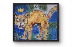 Original Signed 8×10 Acrylic Cat Canvas Neo-Expressionist Colorful Home…
