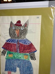 North Carolina Folk Artist Cher Shaffer Original Watercolor Painting “Cat Bird”
