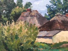 Oil Painting Unframed House Near the Forest Cherkas A Nature Painting Art n642