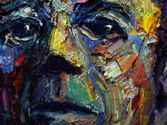 PORTRAIT OIL█PAINTING OUTSIDER IMPRESSIONIST ART█SIGNED ABSTRACT ORIGINAL MALE A
