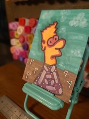 Original Painting Mini Golf Bart Bong Aceo Art Card Fun Games Golfing Markers MG