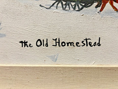 EMMA SCHROCK „THE OLD HOMESTEAD“ ORIGINAL OIL ON CANVAS PAINTING DATED 1986 SNOW