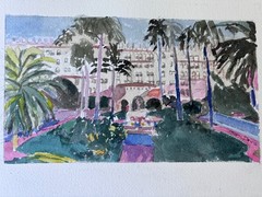 Boca Raton Club, Boca Raton, FL / Orig. W/C / 9″ x 12″ / Mimi Davis, Artist