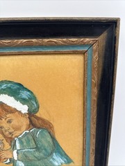 Joyce Broyles 1981 Painting of Little Girl With Bird Frame Approx 13.25″x11.25″