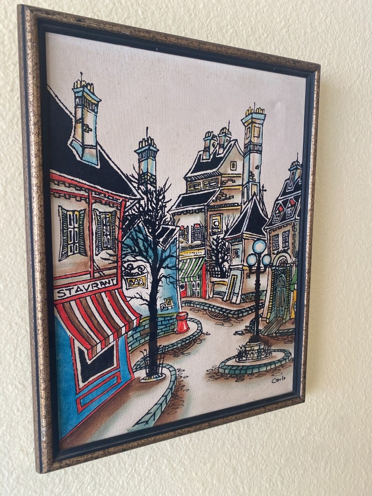 Vintage Carlo Of Hollywood Oil On Canvas Original Painting Framed and Signed