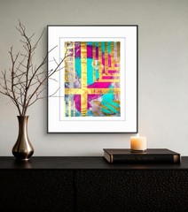 Original Gold Art 14×11 Paper Bold Color Abstract Modern Expressionist Painting