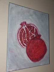 Handmade Acrylic Painting Wooden Frame 10×8 Art Decor Pomegranate Fruit