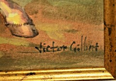 VICTOR GILBERT Original Signed Napoleon Portrait Landscape Watercolor Painting