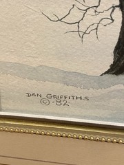 1982 Don Griffiths Cowboy Mountain Man Snowy Landscape Framed Watercolor Art