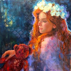 Beautiful Flower Girl painting portrait original oil on canvas impressionism
