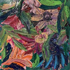 Original 14×14 Textured Flower Painting Modern Wall Art Signed FREE SHIPPING