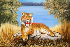 24×36″(61x92cm)100% hand painted oil flat,Wild Animal,Tiger,High Quality