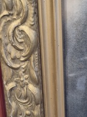 Antique Victorian Ornate Gold Gilt Carved Gesso Charcoal Portrait Couple 24×28