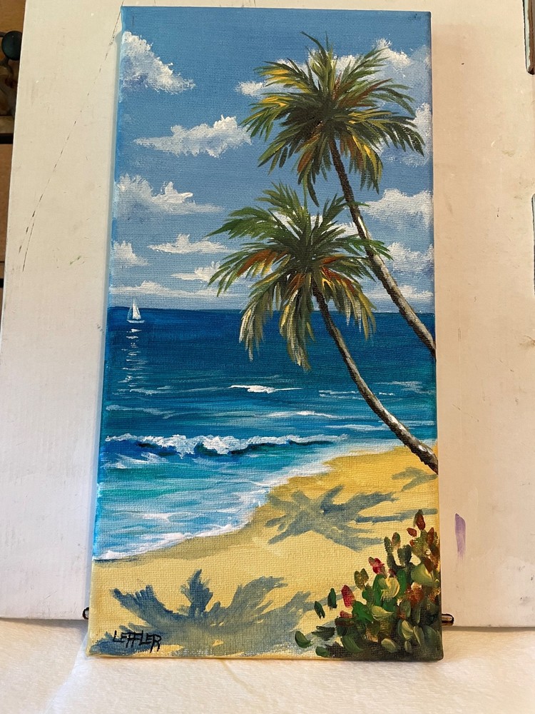 7 x 14 Original Acrylic Painting on Canvas….“Seaside“