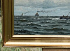 Oil On Canvas Signed Frants Landt (1885-1975) Seascape Sailboat