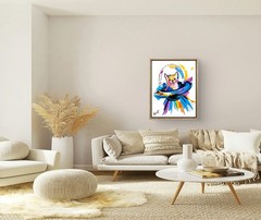 JULIEN Original 11X14 DOG PILOTS UFO Colorful Modern Art Acrylic Painting Canvas