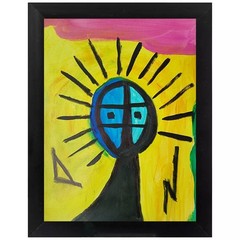 Expressionism/Abstract Colorful Cage Face 9×12 one of a kind Art Painting