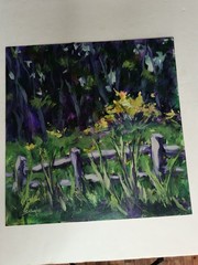 Medium Square Original Art Signed S Chaples Summer Meadow Ready To Frame