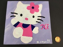 Hello Kitty Chan Hand Made Painting Hi 6″ x 6″ Painting Home Decor Nursery