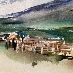 Original Outdoor Landscape Watercolor Painting by Fran Ritchie Yost